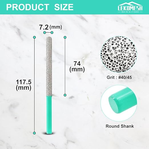 Diamond Mortar Raking Bit (7.2mm x 74mm) Brickwork Joint Mortar Removal and Tuck Pointing for Old Mortar,Blown,Damaged Bricks or Natural Stone Removal,Round Shank,2pcs