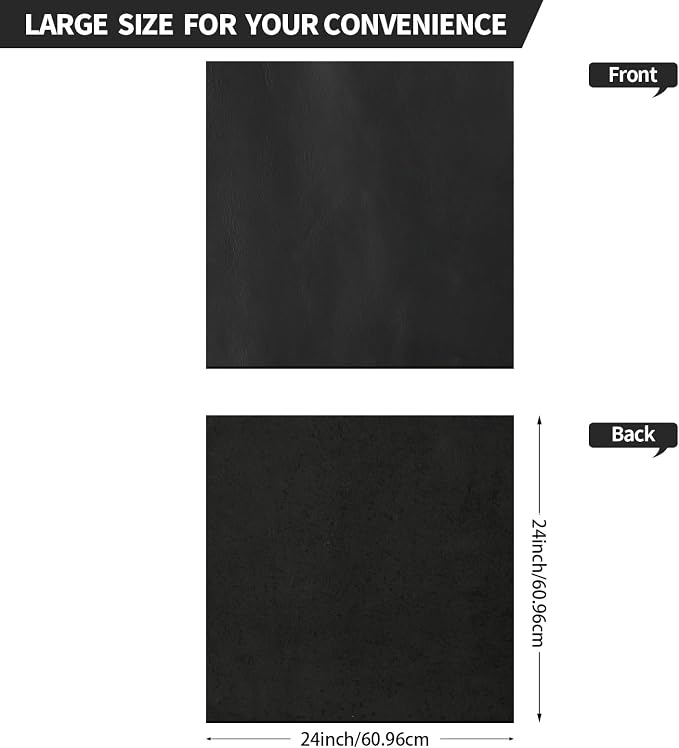 RingSun 24''X24'' Black Leather Sheets for Crafts (2mm), Full Grain Leather Tooling Leather