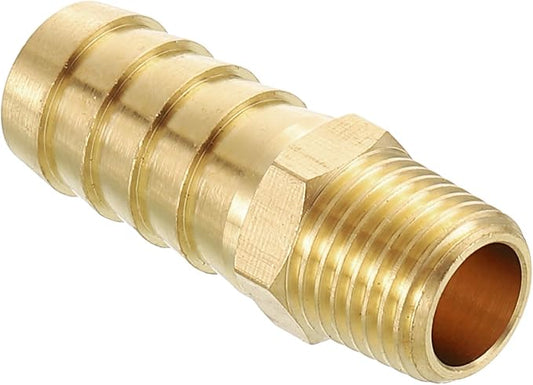 Pack of 1 Brass Hose Barb Fittings Adapter Connector 1/2" Hose Barb to 1/4" NPT Male Fittings for Home Machines, Massage Bathtubs, and Irrigation Systems