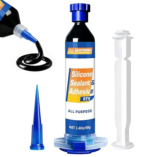 RTV Silicone Sealant Adhesive – 100% Waterproof Silicone Caulk for Automotive, Window, Bathroom, Kitchen – High Bond, Shrink & Crack Resistant – Black(1.4oz/40g)