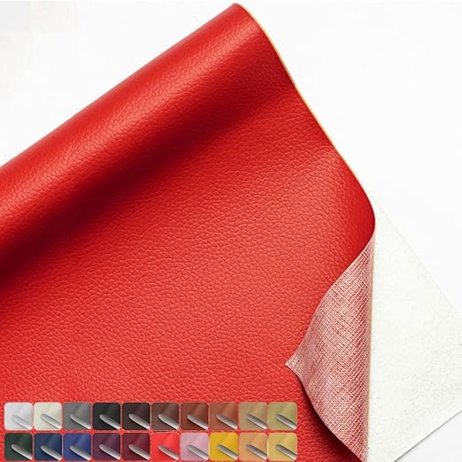 16 X 40 inch Self Adhesive Leather Repair Patch, Red Leather Repair Tape for Furniture, Adhesive Leather Patch for Car Seat Repair, Leather Repair Kit for Couch (Red)