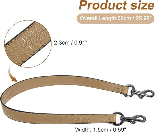 uxcell 25.59 Inch PU Leather Short Bag Strap with Clasp, Purse Handles Handbags Replacement Straps for Clutch Bag Underarm Bags, Tawny, Grey Buckle
