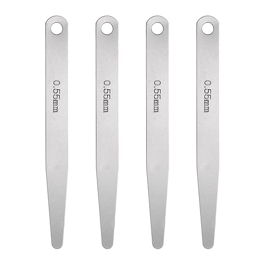 HARFINGTON 4pcs Metric Thickness Feeler Gauge 0.55mm Single Blade Oval Feeler Gauge 304 Stainless Steel Gap Measuring Tool for Repair Valve Guitar Spark Plug