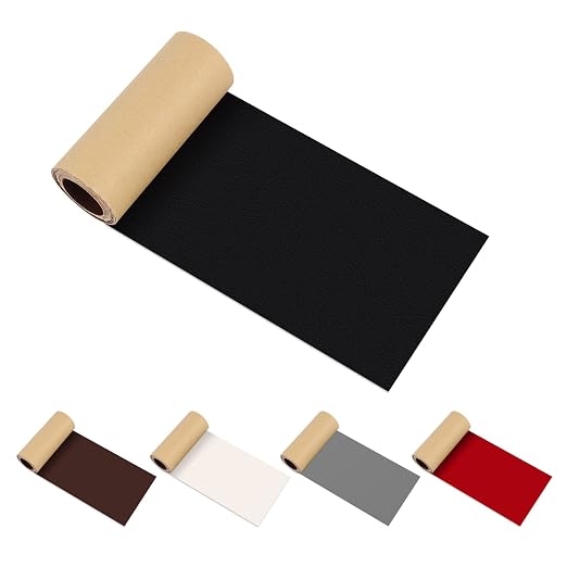 DOCAS Leather Repair Patch Tape Self Adhesive 4x63 inch, Cuttable Leather Repair Tape for Furniture, Vinyl Repair Kit for Car Seats, Upholstery, Couch, Sofa, Bags, Books, Chair, Dark Black