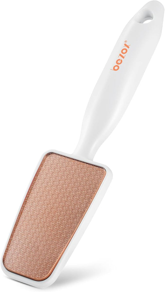 BEZOX Long Handle Glass Foot File Callus Remover, Foot Scrubber for Dead Skin, Cracked Heel Foot Scraper, Smooth Foot Pumice Scrub, Smooths and Softens Rough Skin Instantly - White