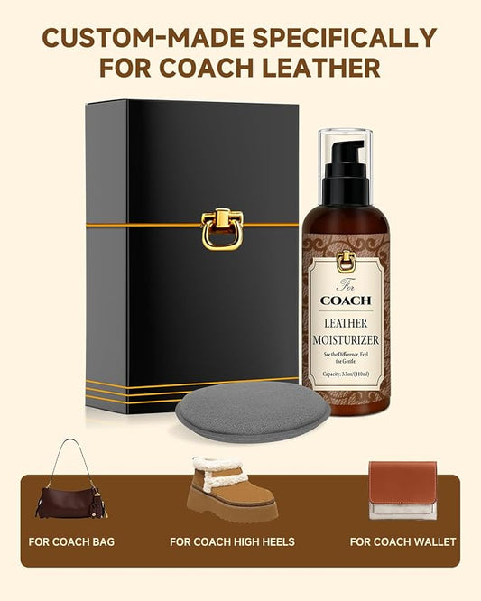 Leather Moisturizer Conditioner Kit for Coach, Hydrating Care | Deeply Nourishes and Moisturizes, Prevents Cracking, Restores Shine, Extends Lifespan of Bags, Suitable for Coach Leather