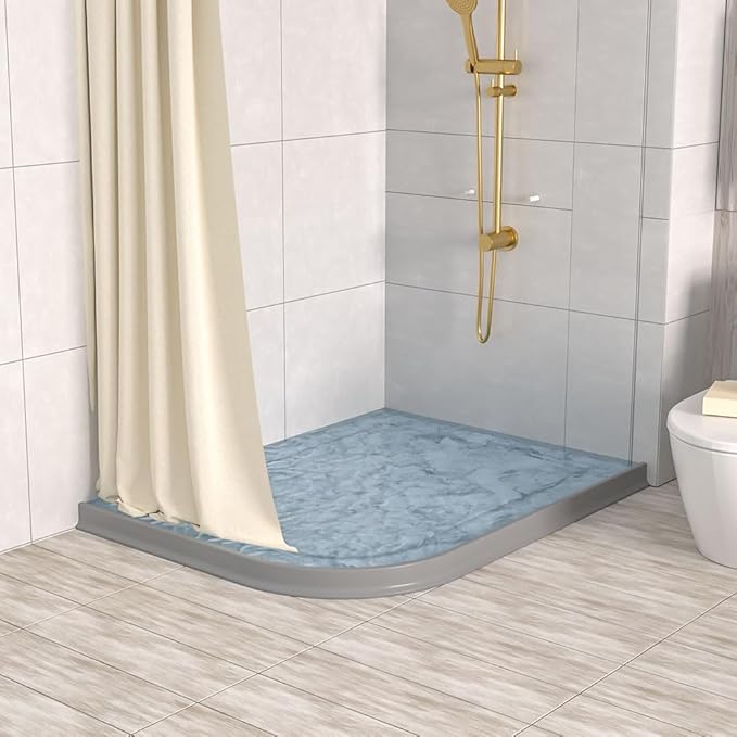 Duzzy 98 Inch Shower Threshold Water Dam, Shower Water Guard to Keep Water in Shower, Shower Water Stopper Dry and Wet Separation Suitable for Bathroom and Kitchen
