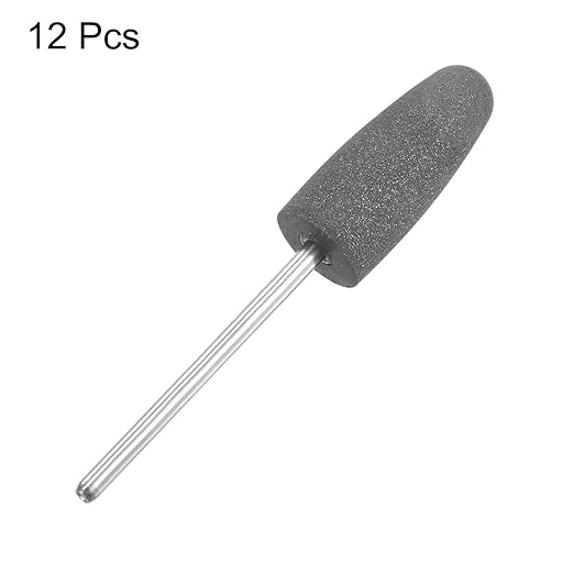 uxcell 12pcs 120 Grits Abrasive Mounted Stone 2.35mm Shank 2/5"(10mm) Dia Conical Heads Stone Grinding and Polishing Wheels for Nail Polishing