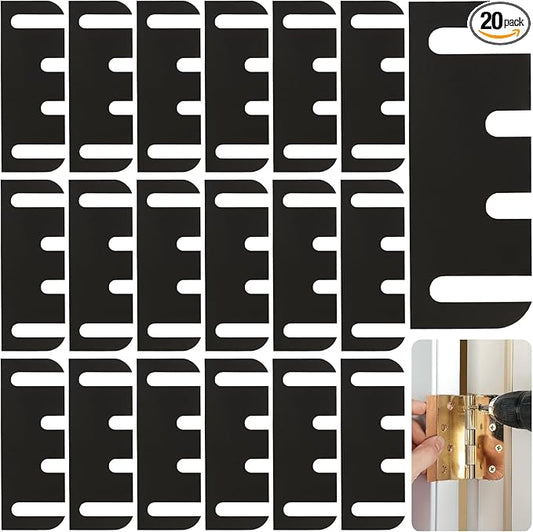 20 Pcs Door Hinge Shims 4 Inch, PVC Plastic Hinge Spacer for Door Alignment, Sagging Door Fix & Gap Adjustment, Hardware Door Repair Kit (0.03 Inch Thickness)