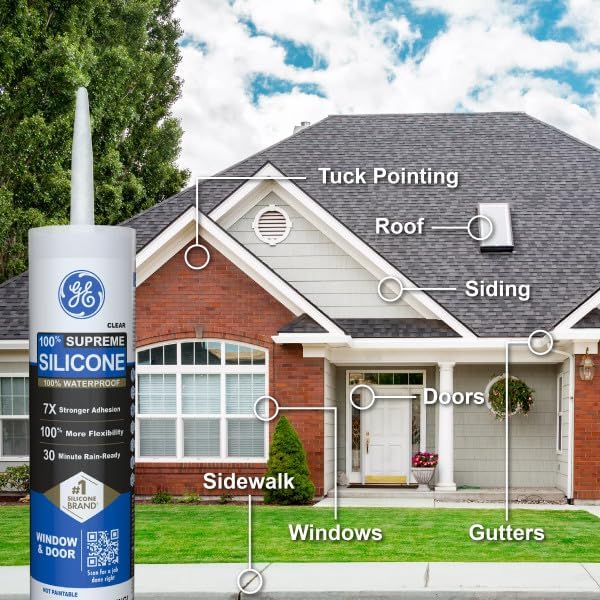 GE Supreme Silicone Window & Door Sealant, White, 10.1 fl oz Cartridge, Pack of 1