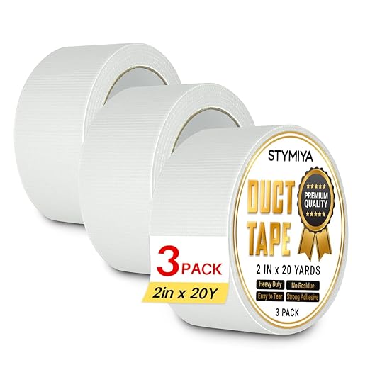 White Duct Tape Heavy Duty: Wide Waterproof Outdoor Duck Furniture Repair Tape Bulk - Strong Adhesive Weather UV Resistant No-Residue Masking Tapes Patterns Variety Pack (3, White)