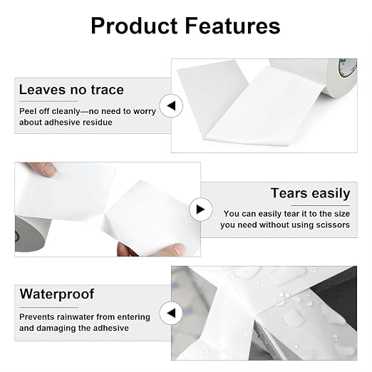 BOMEI PACK Duct Tape Heavy Duty Waterproof White, 50 Yards x 4 Inch Strong Adhesive Duct Tape No Residue Bulk for Home Use, DIY, Projects, Outdoor Repairs Tear by Hand