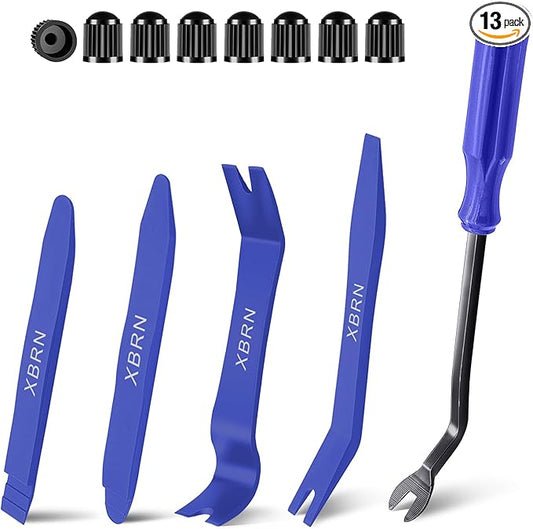 Auto Trim Removal Tool Kit,13 Pcs Car Panel Door Window Tools Kit,Auto Clip Fastener Remover Pry Tool Set Blue