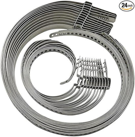 CV Boot Clamp Kit - Stainless Steel Universal Adjustable Axle Boot CV Joint Bands Drive Axle Shaft Joint Crimp Clamps 24Pcs(12pcs Large+ 12pcs Small)