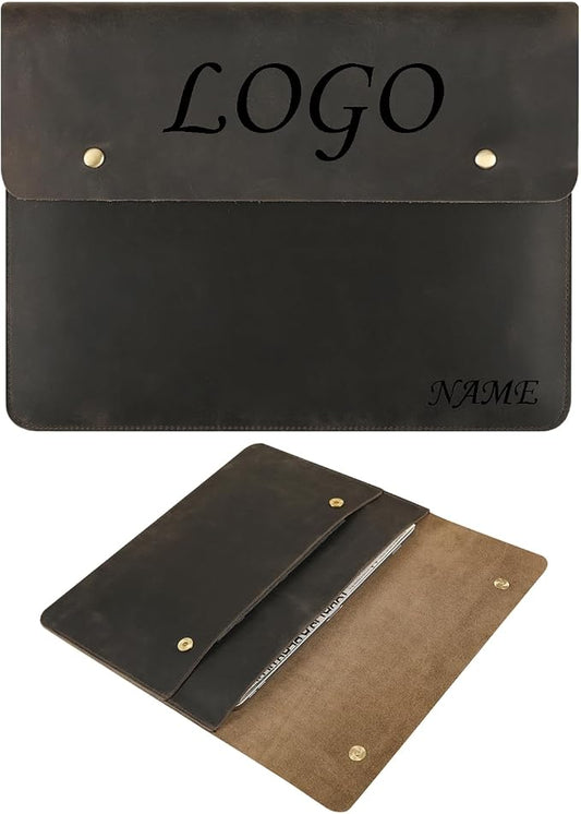 Leather Tablet Sleeve - 12.9 Inch iPad Sleeve, Document Holder Folio File Holder, Genuine Leather Sleeve Case for Protection and Style-Grey-Custom