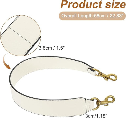 uxcell 22.83 Inch PU Leather Short Bag Strap with Clasp, Purse Handles Handbags Replacement Straps for Clutch Bag Crossbody Underarm Bags, Beige, Deep Gold Buckle