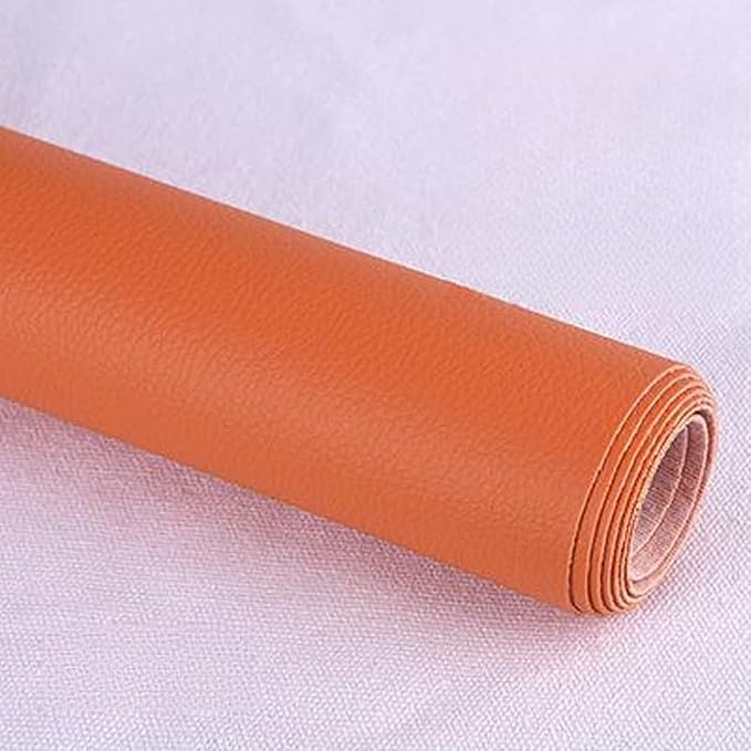 Leather Repair Patch Tape Kit,Self Adhesive Leather Repair Kit for Furniture,Vinyl Repair Kit for Couch,Sofa,Car Seats,Office Chair Luggage (Orange,16.93"×55.12")