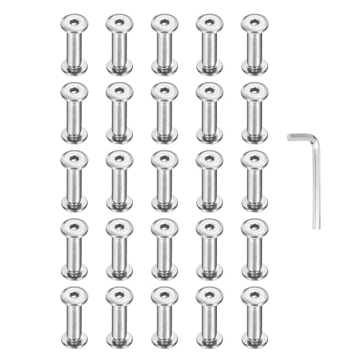 PATIKIL M5x5mm Hex Chicago Screws 6x20mm, 20Pcs 304 Stainless Steel Metric Hex Drive Socket Cap Binding Post Screw Posts for Scrapbook Leather Belt Album Furniture Repair, Silver