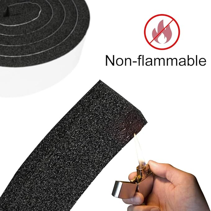 4 Rolls 2 Inch W 1/2 Inch T Weather Stripping Air Conditioner Open Cell Foam Seal Tape, Window Insulation High Resilience Seal Strip for Doors Window,Total 21FT