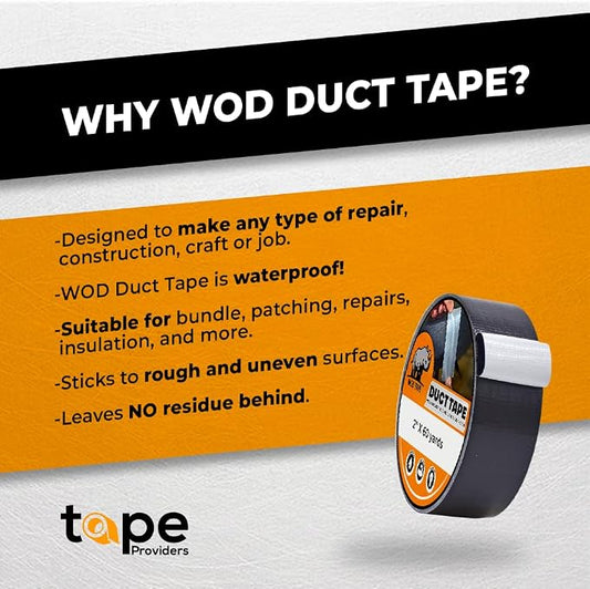 WOD DTC10 Advanced Strength Industrial Grade Pink Duct Tape, 3 inch x 60 ft. Waterproof, UV Resistant For Crafts & Home Improvement