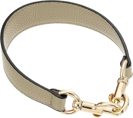 uxcell 14.17 Inch PU Leather Short Bag Strap with Clasp, Purse Handles Handbags Replacement Straps for Clutch Bag Underarm Bags, Khaki, Gold Buckle