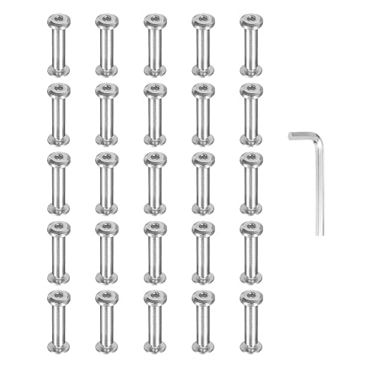 PATIKIL M4x4mm Hex Chicago Screws 5x20mm, 20Pcs 304 Stainless Steel Metric Hex Drive Socket Cap Binding Post Screw Posts for Scrapbook Leather Belt Album Furniture Repair, Silver