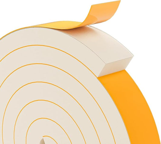 1" x 2" EVA Foam Weather Stripping Tape, 13FT Self-Adhesive Foam Seal Strip for Large Door & Window Gaps, White
