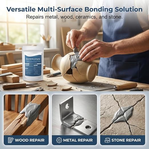 Steel Reinforced Epoxy Putty, 2026 Upgraded Epoxy Putty, Durable Metal Repair Putty for Filling Cracks and Holes, Portable Multi Surface Repair Putty for Pipe and Railing Repair (3)
