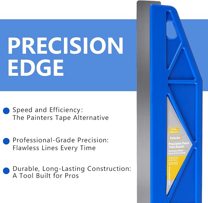12-Inch Paint Edger & Trim Guard | Stainless Steel Straight Edge Tool | Painters Tape Alternative | Creates Crisp, Clean Pro-Grade Lines on Walls & Ceilings(Blue)