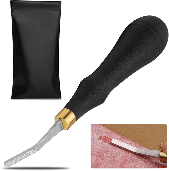 DIUDUS Leather Rougher, Leather Roughing Tool, Leather Edge Detail Rougher Roughing Leather Surface Polish File Tool with Ergonomic Handle Leather Working Leathercraft Tools for Edge Polishing(4mm)