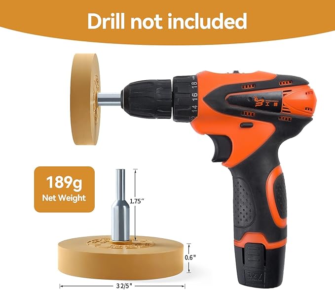 Decal Remover Eraser Wheel Adhesive Remover for Pinstripes Vinyl Tapes and Sticker Rubber Wheel for Drill 1 Pack