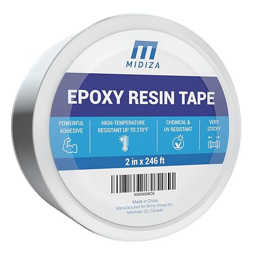 Midiza Resin Tape for Epoxy Resin Molding - High Temperature Resistant Thermal Silicone Adhesive Tape - Easy Peel Epoxy Release Tape for River Tables & Crafts - 2 in Wide 246 ft Long Epoxy Resin Tape