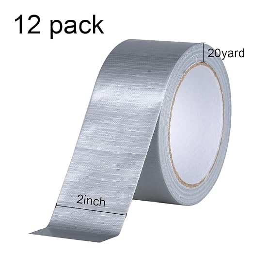 XUXU 12Pack Duct Tape Heavy Duty Waterproof Strong Adhesive Silver Duct Tape Bulk for Indoor Outdoor Repairs Tear by Hand 240 Yards x 2 Inch Total