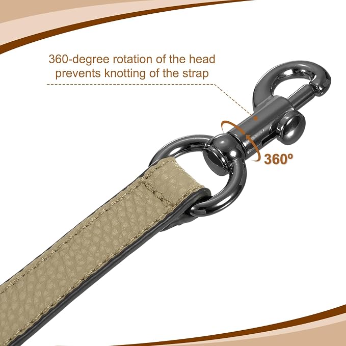 uxcell 25.59 Inch PU Leather Short Bag Strap with Clasp, Purse Handles Handbags Replacement Straps for Clutch Bag Underarm Bags, Khaki, Grey Buckle