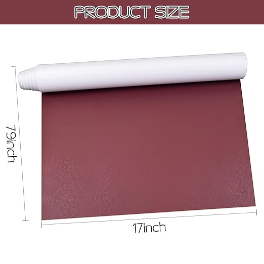 Leather Repair Patch 36X158 inch Large Self-Adhesive Leather Repair Tape, Reupholster Leather Patches for Furniture Couch Chairs Car Seat (Dark Red, 36x158 inch)