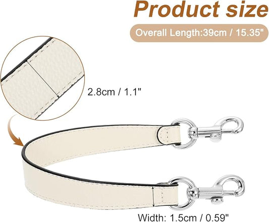 uxcell 14.17 Inch PU Leather Short Bag Strap with Clasp, Purse Handles Handbags Replacement Straps for Clutch Bag Underarm Bags, Beige, Silver Buckle
