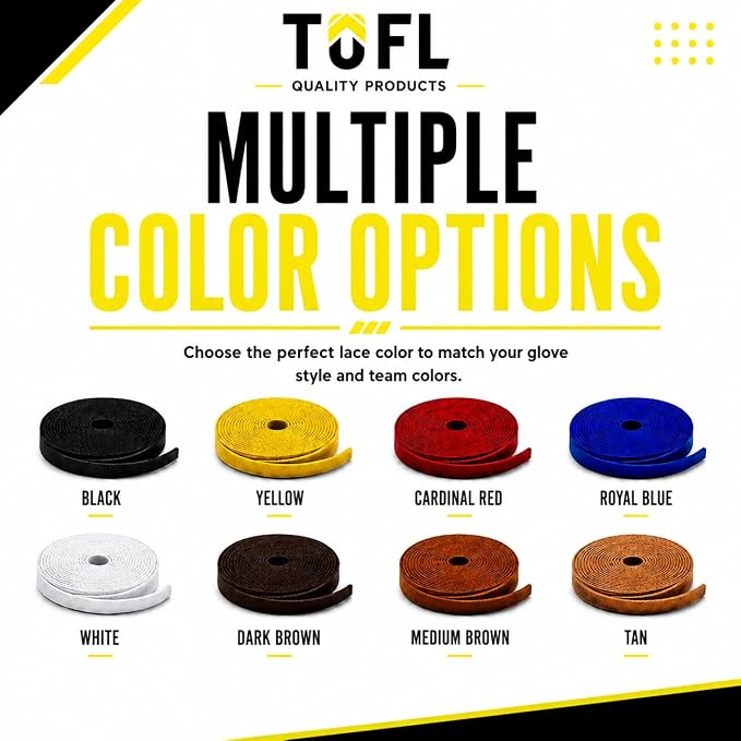TOFL 72" Baseball Glove Lace Strips - Flat Shaped Cowhide Leather Lacing for Gloves, Mitts & DIY Repair