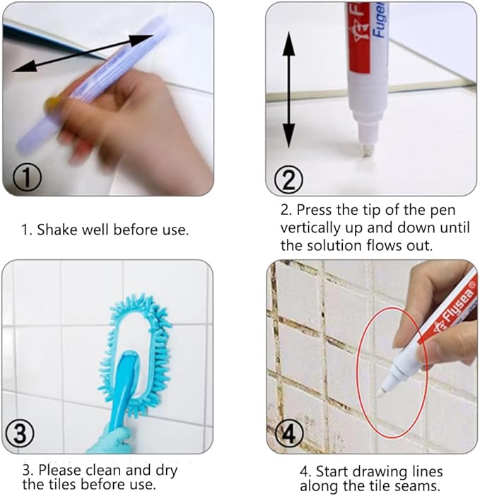 12 Pack Tiles Joint Repair Pens Tile Grout Line Marker Repair Pens Waterproof Water Based Ink for Kitchen Bedroom Wall Floor Tile Gaps (White)