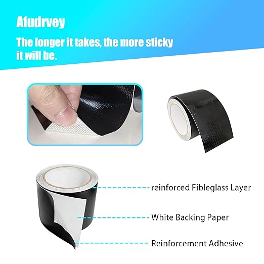 Black Heavy Duty Fabric Repair Tape,Waterproof Tent Repair Tape for Fabric, Awning, RV Roof, Underbelly, Tarp, Tent,UVproof,Multipurpose Leather Patch Repair Kit,3 Inch x 33 FT,1 Roll