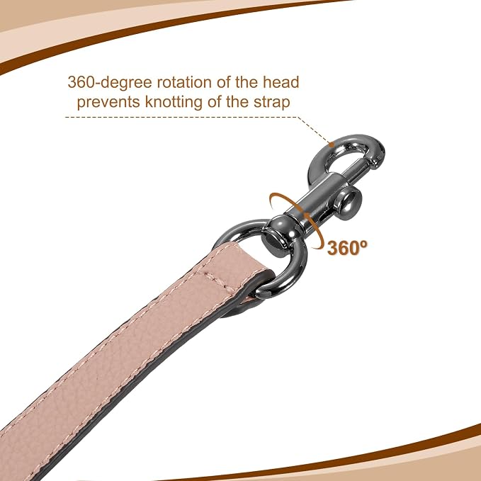 uxcell 14.17 Inch PU Leather Short Bag Strap with Clasp, Purse Handles Handbags Replacement Straps for Clutch Bag Underarm Bags, Pink, Grey Buckle