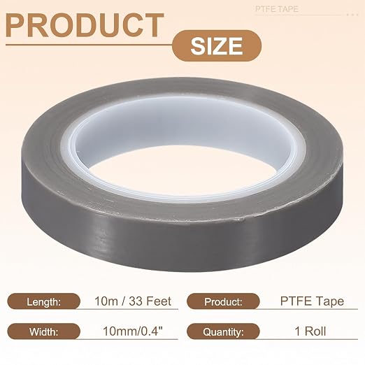 PATIKIL 0.4" x 33ft Heat Resistant Tape, High Temperature Tape PTFE Adhesive High Heat Tape Waterproof Smooth Surface for Vacuum Sealer Machine Insulation Protection, 0.1mm Thick, 1PCS