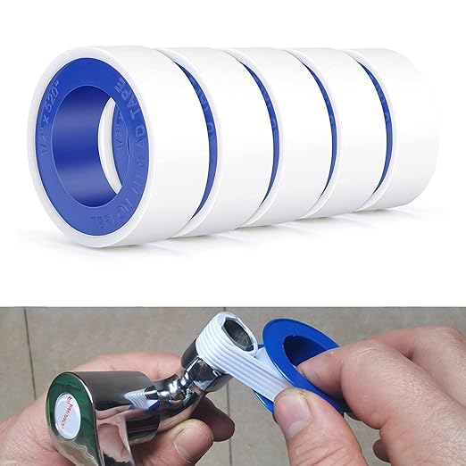 Teflon Plumbers Tape 5 Rolls 1/2 Inch(W) X 520 Inches(L),Pipe Sealing & Plumbing Thread Tape,PTFE Water Sealant Seal for Shower Head