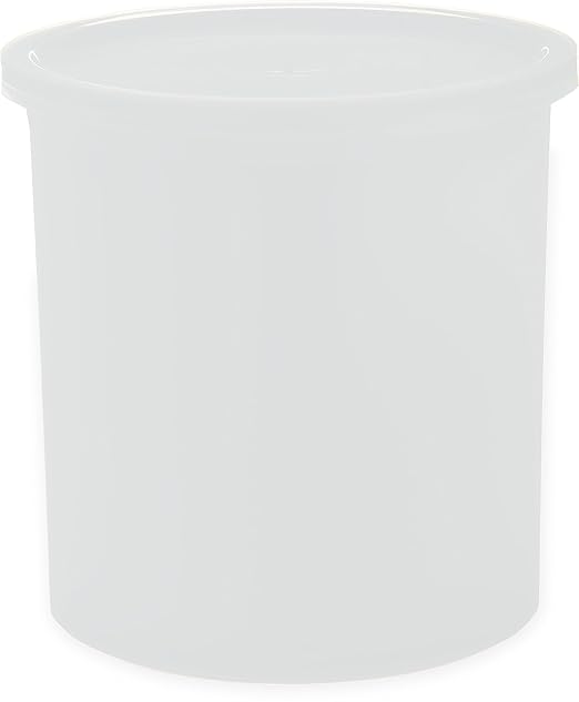 Carlisle FoodService Products Classic Round Storage Container Crock with Lid for Kitchen, Restaurants, Home, Plastic, 1.2 Quarts, White