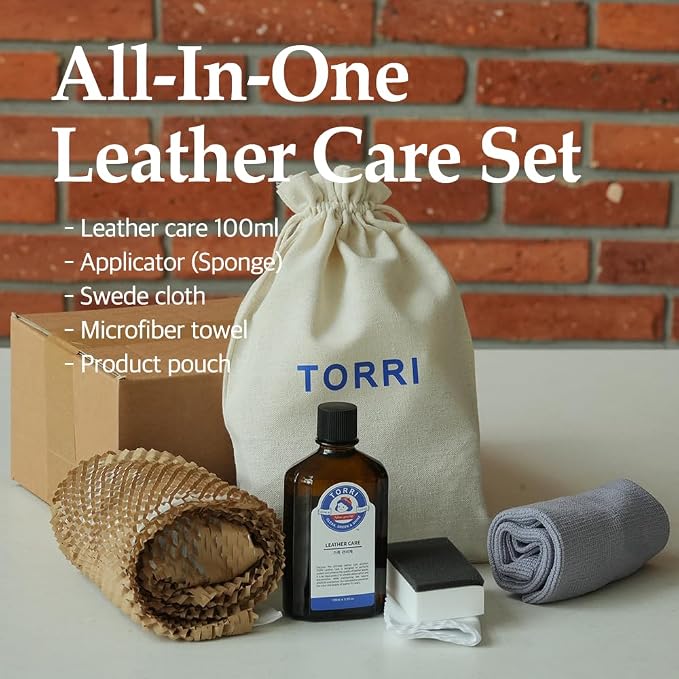 TORRI Premium Leather Care Conditioner Kit – Restore Softness & Natural Sheen for Bags, Shoes, Purses, Boots, Jackets & Leather Goods – Non-Toxic, Fragrance-Free Formula