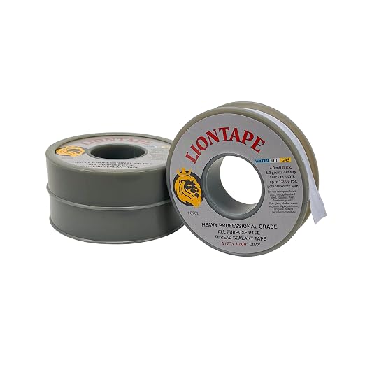 PROCURU Liontape G701 3-Pack 1/2" x 1200" (100-Ft) Heavy Duty Professional Teflon Tape, for Water/Oil/Gas, 4-Mil, High Density, Up to 12000 psi, Grey