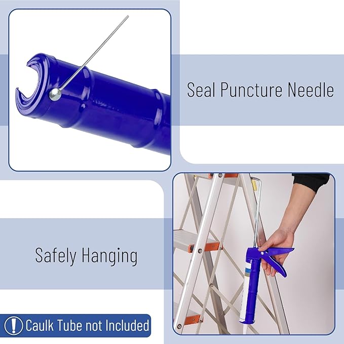 Caulk Gun Kit and grouting removal scraper, sealant tool, cement slurry scraper for kitchen and bathroom sink joints, 10 ounce deep blue tube