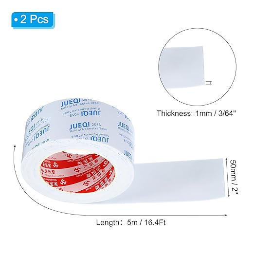 PATIKIL 2" W x 3/64" T x 16.4Ft EVA Single Sided Foam Tape, 2Pcs Multipurpose Sealing Strip Foam Waterproof Weather Stripping Foam Sealing Foam Strips with Adhesive for Door, White