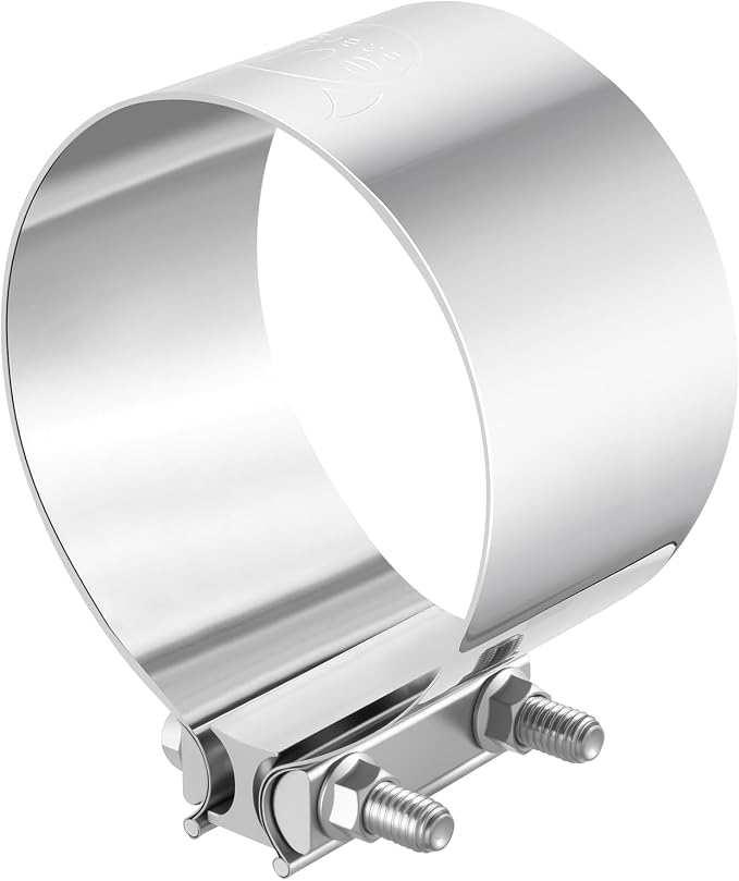 EVIL ENERGY 5.0 Inch Exhaust Clamp, Butt Joint Band Clamp Sleeve Coupler Stainless Steel for Pipes, Mufflers, Catalytic Converters, 1PCS