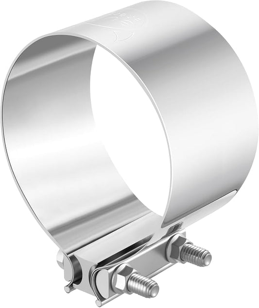 EVIL ENERGY 5.0 Inch Exhaust Clamp, Butt Joint Band Clamp Sleeve Coupler Stainless Steel for Pipes, Mufflers, Catalytic Converters, 1PCS