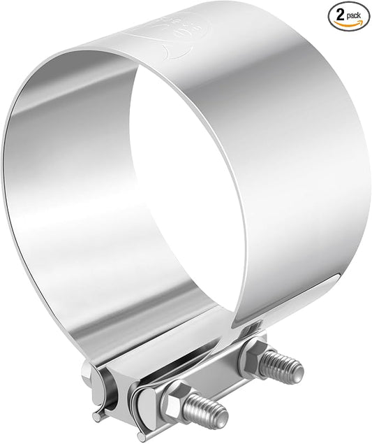 EVIL ENERGY 5.0 Inch Exhaust Clamp, Butt Joint Band Clamp Sleeve Coupler Stainless Steel for Pipes, Mufflers,Catalytic Converters 2PCS